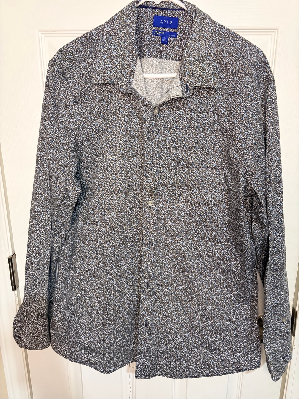 Apt. 9 Navy and White Micro Floral Button-Down Shirt